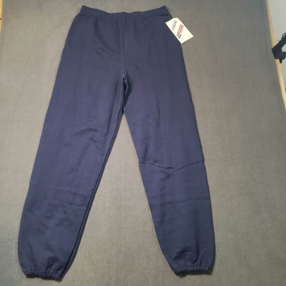 Jerzees Sweatpants Mens Large Navy Blue NuBlend Vintage Fleece Joggers  USA